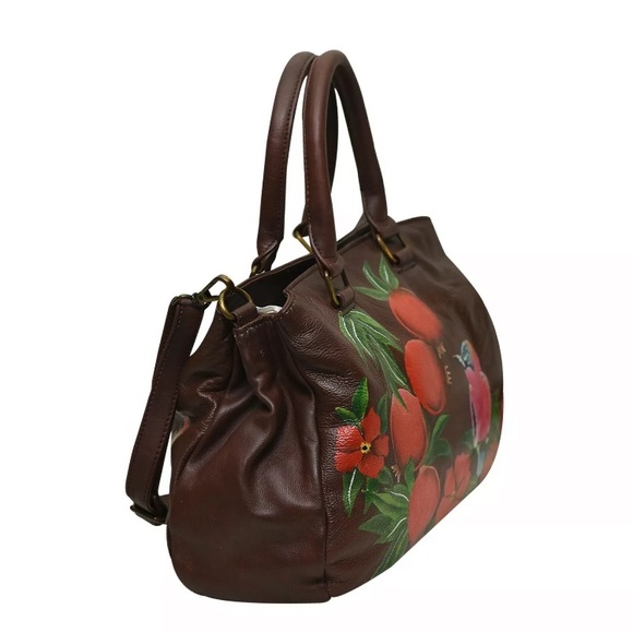 SUKRITI New Leather Hand painted Women Shoulder Hand Bag Bird Design - Picture 2 of 6